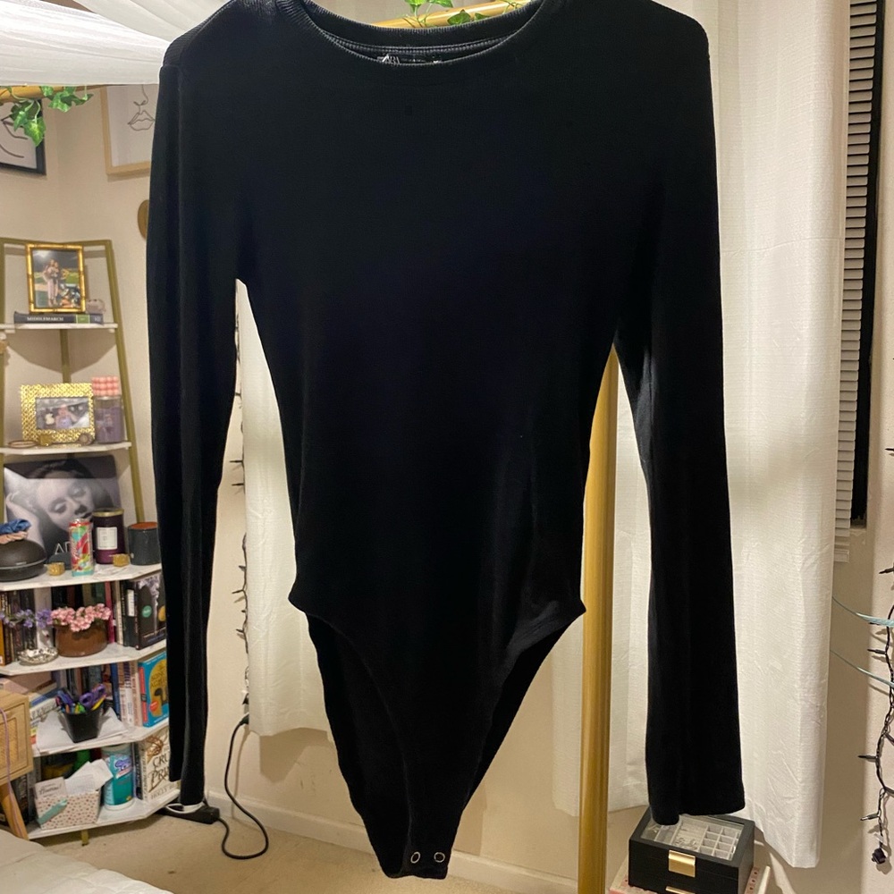 Black Long Sleeve Crew Neck Bodysuit